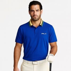 Ralph Lauren RLX Performance Stretch Sport Preppy Golf Blue Polo Men's CN